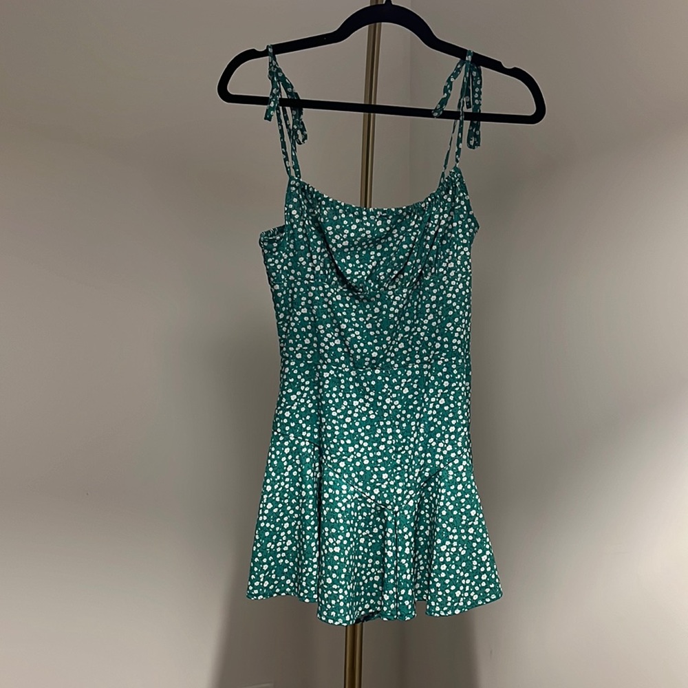 Green flower romper